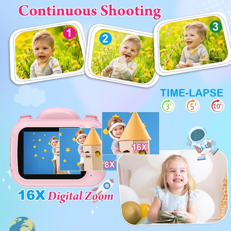 Trayoo Kids Camera Instant Print, 3.5'' Kids Digital Camera Instant with 1080P HD Photos & Videos, Christmas Birthday Gifts for Girls Boys Age 3-12 (Pink) - Image 5